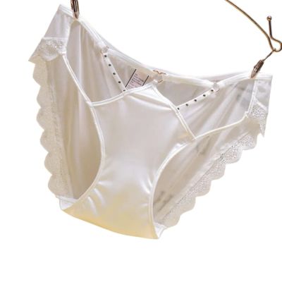 OATTIS 2-Piece Women's Satin and Mesh Panties, Sexy Strap Design, Lace Trim, Comfortable Gusset, Elegant Lingerie, Color 3, L, 50–65 kg