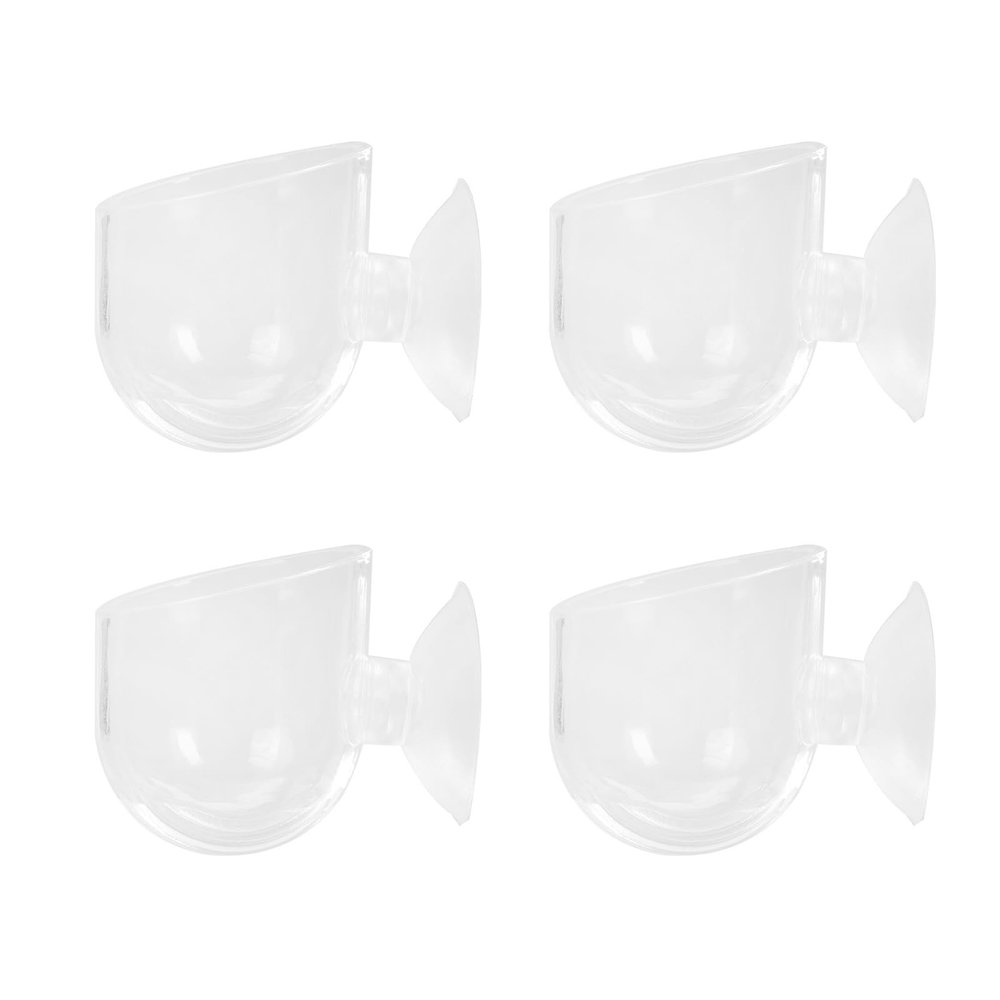 ULTECHNOVO 4-Pack Acrylic Fish Feeder with Suction Cup for Aquariums