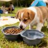 Portable Pet Bowl, 2 Compartments, Silicone, Foldable view 2
