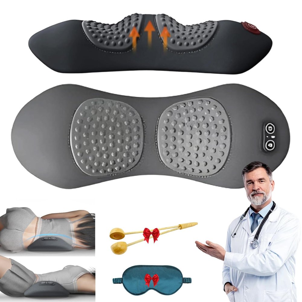 Ergopur 3-Zone Ergoflow Deep Massage Device, 3-in-1 Ergonomic Back Massager with Traction, Vibration & Heat for Back, Waist, Neck and Shoulders