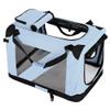 Foldable Portable Dog Crate with Fleece Bed, 4 Mesh Doors, Sky Blue, L view 1