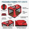 Foldable Portable Dog Crate with Fleece Bed, 4 Mesh Doors, Sky Blue, L view 4