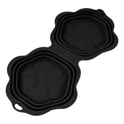 Collapsible Silicone Dog Bowl with Paw Design