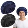 ValueBargain 2-Pack Adjustable Satin Bonnets for Men, Black & Navy Blue view 1