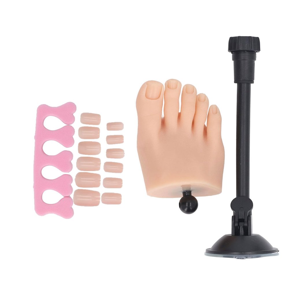 Realistic Silicone Nail Practice Foot with Stand, Right Foot