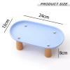 LeeQinersw Elevated Food Bowl Stand for Cats and Dogs, Oval Holder with Wooden Legs, Blue, 24 x 13 cm view 2