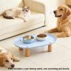 LeeQinersw Elevated Food Bowl Stand for Cats and Dogs, Oval Holder with Wooden Legs, Blue, 24 x 13 cm view 4
