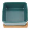 STOBAZA Ceramic Cat Bowl with Wooden Base view 1