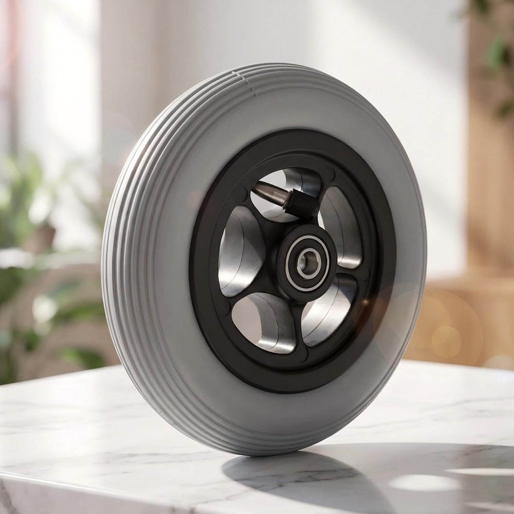 15 cm Front Wheel for Electric Wheelchairs, Gray, Puncture-Resistant