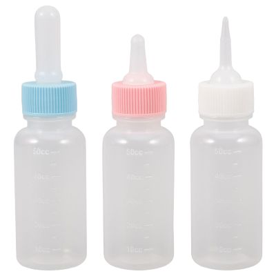 TOPBATHY 3-Pack 50 ml Pet Nursing Bottles, PP and Silicone, Lightweight and Easy to Clean