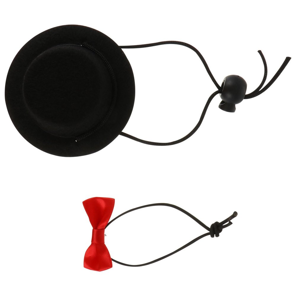 VALICLUD Funny Pet Headwear Set with Black Hat and Red Bowtie
