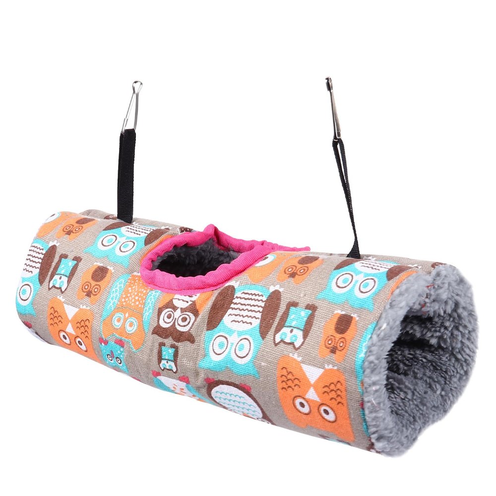 ULTECHNOVO Hamster Hanging Nest Tunnel with 2 Metal Hooks, Plush and Linen