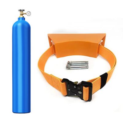 Wall-Mounted Oxygen Cylinder Holder with Adjustable Straps, Heavy-Duty ABS (Orange)