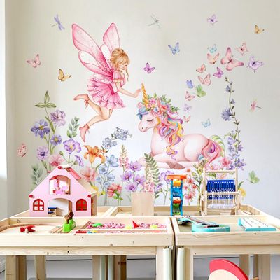 Pink Unicorn and Fairy Wall Decals for Girls