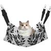 LRHCNZDCP Cat Hammock Bed, Black and White Leaves, Soft, Double-Layer, Hanging Pet Bed for Small Pets, Size M view 1