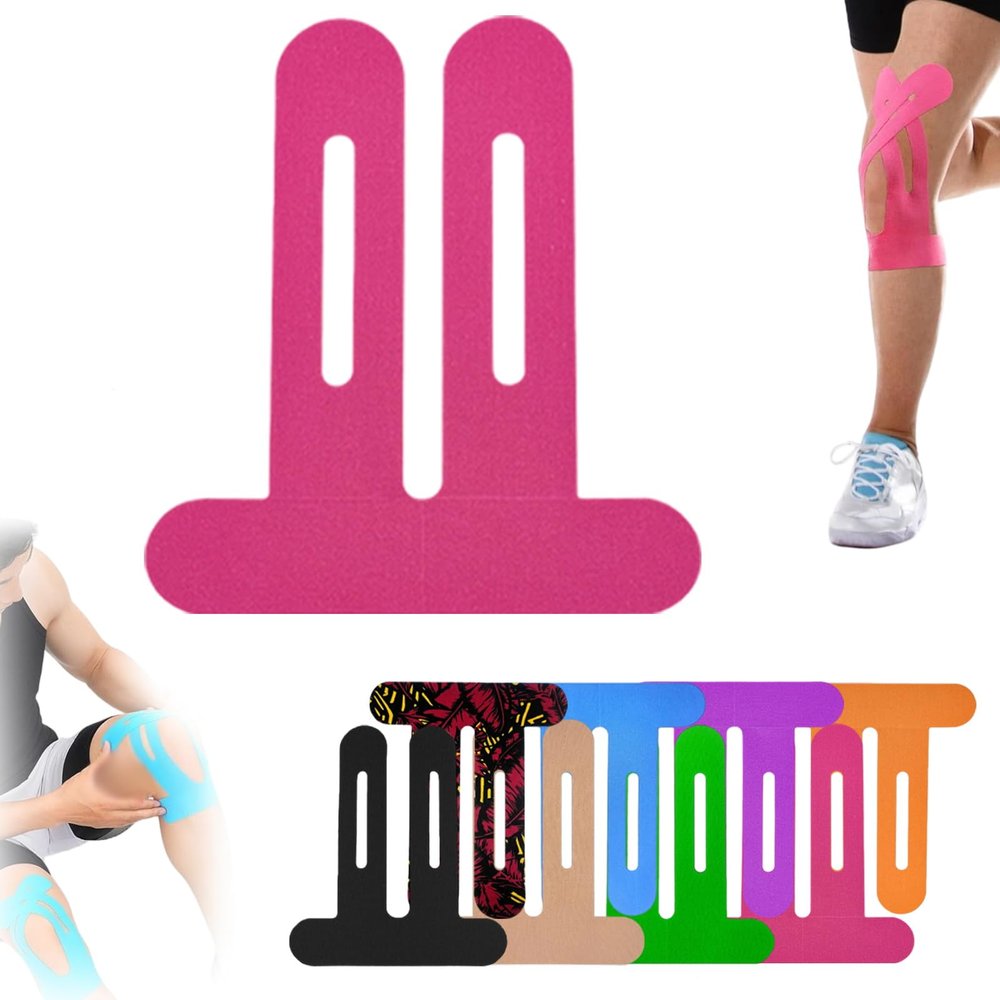 Pre-Cut Knee Tape, 22 Pieces, Professional Kinesiology Tape, Waterproof & Breathable, Pink