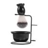 Black Shaving Brush Set with Stand and Bowl for Men view 1