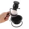 Black Shaving Brush Set with Stand and Bowl for Men view 3