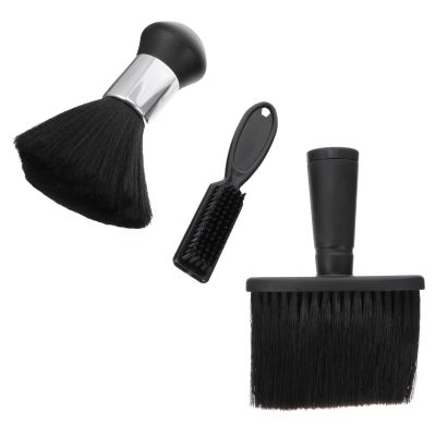 3-Piece Black Barber Brushes for Clipped Hair