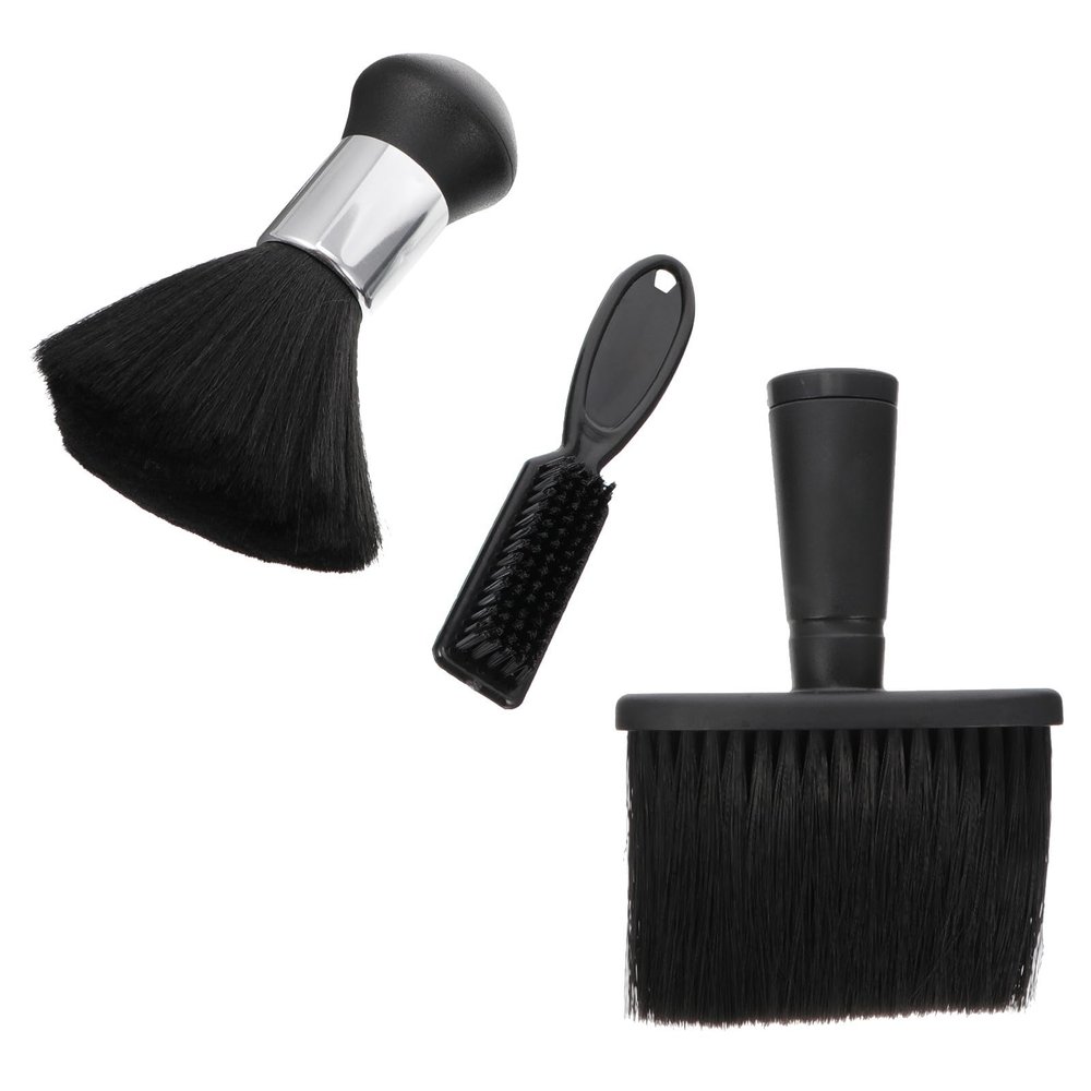 3-Piece Black Barber Brushes for Clipped Hair