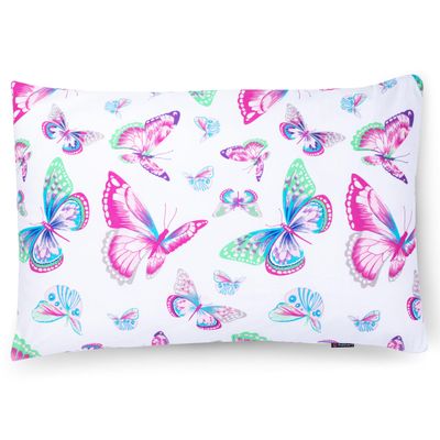 PinkZebra Kids' Pillowcase, 20 x 24 in, 100% Cotton, Butterflies