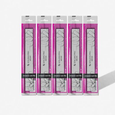 STALEKS PRO EXPERT 20 Straight Nail File, 100/180 & 180/240 Grit, Single-Use, Individually Wrapped, 50 Count