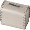 Gray Tissue Box Cover with Removable Leather Cover view 1