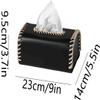Gray Tissue Box Cover with Removable Leather Cover view 2