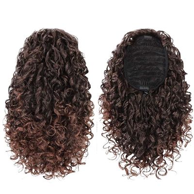 JIANBOHAIRS 14-Inch Kinky Curly Drawstring Ponytail Extension for Black Women, T1B-33