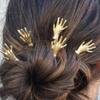 MAJORMENCH 4-Piece Metal Hair Clips for Women, Gold and Silver Alloy Hand-Shaped Hair Barrettes for Halloween and Everyday Styling view 3