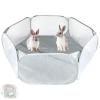 Foldable Small Animal Playpen, Portable Breathable Transparent Tent, Gray view 1