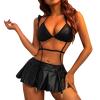 Women's Black Latex and Leather Bodysuit, Dominatrix Outfit, Size L view 1