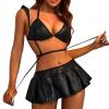 Women's Black Latex and Leather Bodysuit, Dominatrix Outfit, Size L view 2