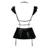 Women's Black Latex and Leather Bodysuit, Dominatrix Outfit, Size L view 4