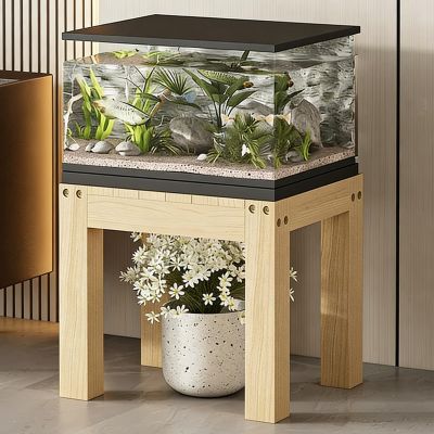 Open Aquarium Stand, 26 cm High, Compact Solid Wood Base for Indoor Plants (A, 30 x 20 x 26 cm/11.8 x 7.9 x 10.2 in)