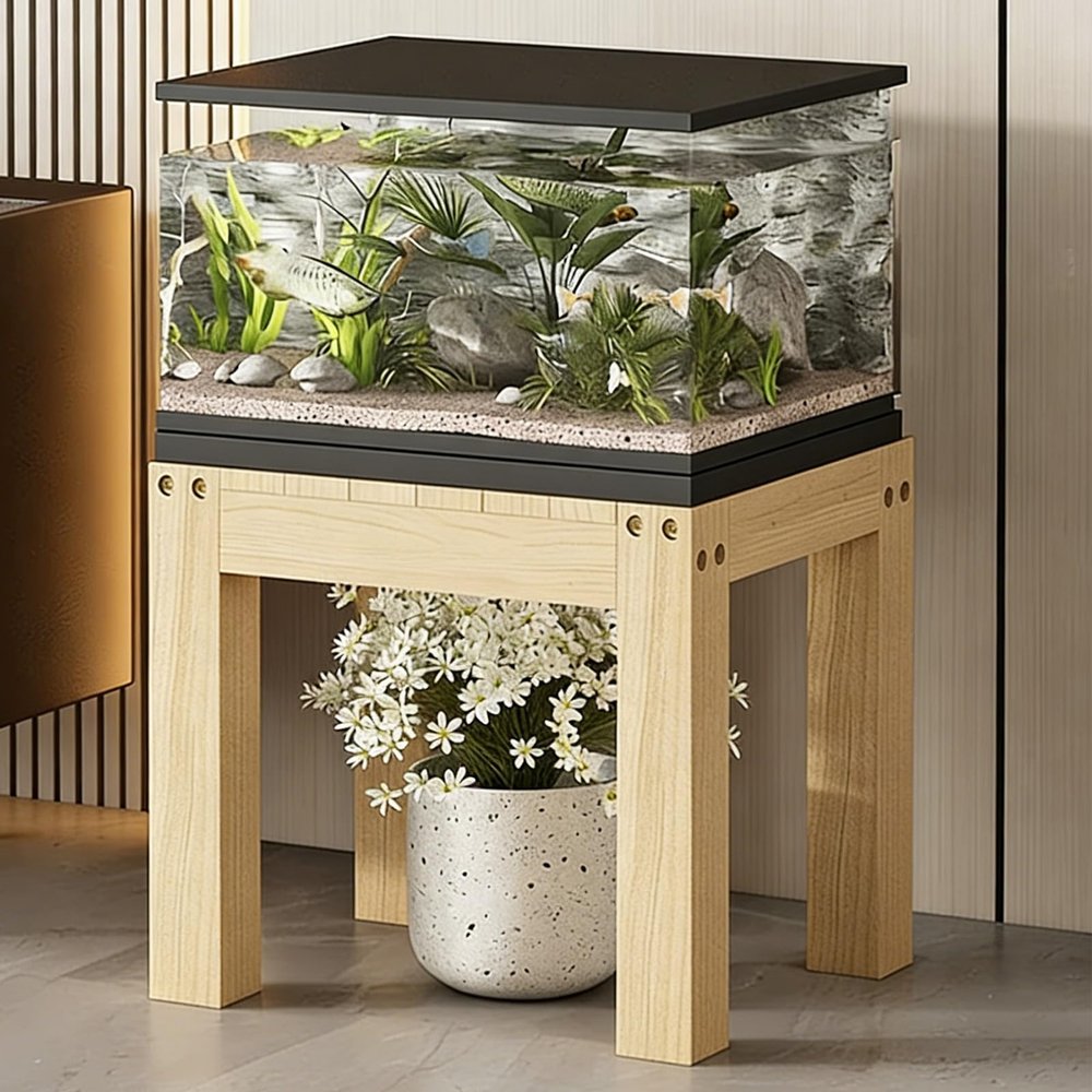 Open Aquarium Stand, 26 cm High, Compact Solid Wood Base for Indoor Plants (A, 30 x 20 x 26 cm/11.8 x 7.9 x 10.2 in)