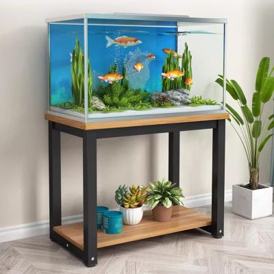 Freestanding Aquarium Stand, Multipurpose Storage Rack, Two-Tier Aquarium Stand, Easy to Assemble, 70 cm High (Black, L×W 80 × 40 cm / 31.5 × 15.7 in)