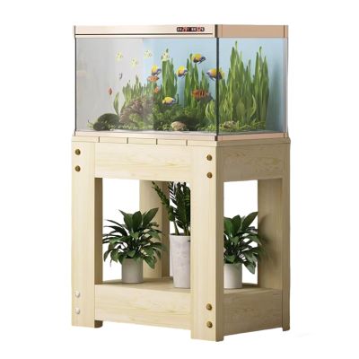 Robust Wooden Aquarium Stand with Two-Tier Storage, 1.5-Ton Capacity, and Multipurpose Shelf (B, 70 x 45 x 70 cm)