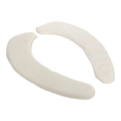 1 Pair of Plush Toilet Seat Cushions, Self-Adhesive, Beige, Universal