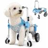 Adjustable Four-Wheel Dog Wheelchair, 4 Length Settings, Calf and Breathable Abdominal Support, Blue-L view 1