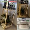 Carbon Steel Aquarium Stand, No Assembly Required, Sturdy Design, Gold, L×W 40×40 cm (15.7×15.7 in) view 3