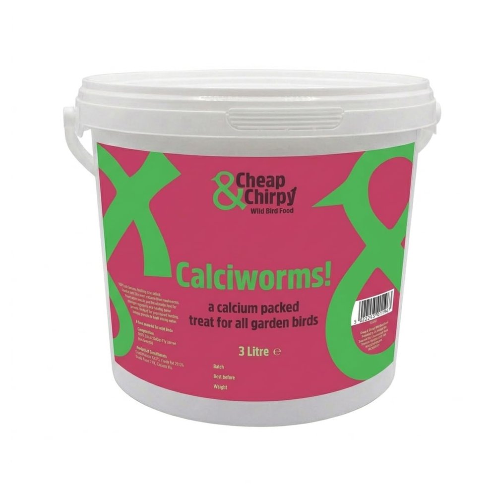 Cheap & Chirpy Calciworms for Wild Birds, 3-Liter Tub, Bird Treats, Duck, Swan, Hedgehog, Badger & Turtle Food (Packaging May Vary)