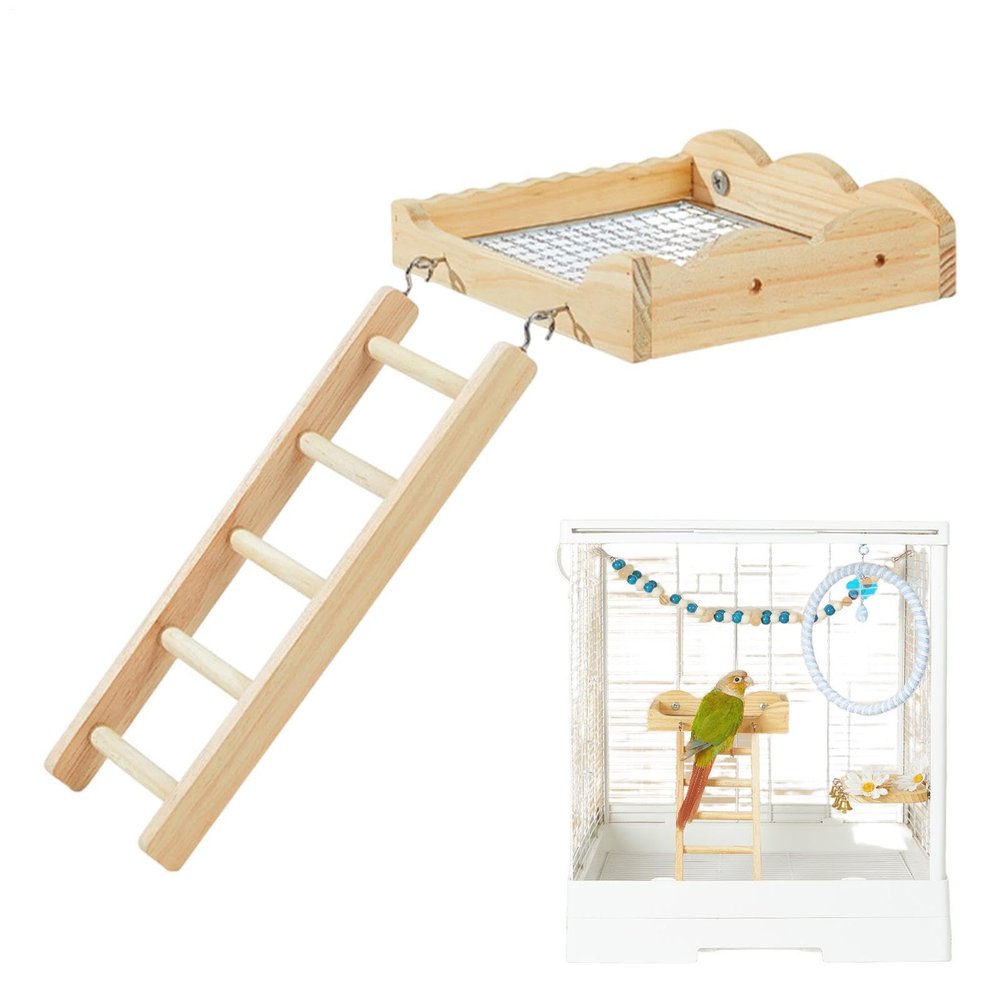 Bird Cage Perches with Climbing Ladder Wooden Toy