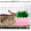 PRETYZOOM External Rabbit Hay Feeder, Round Burr-Free Plastic Feeder for Hamsters and Small Animals, Pink, with External Holder view 4