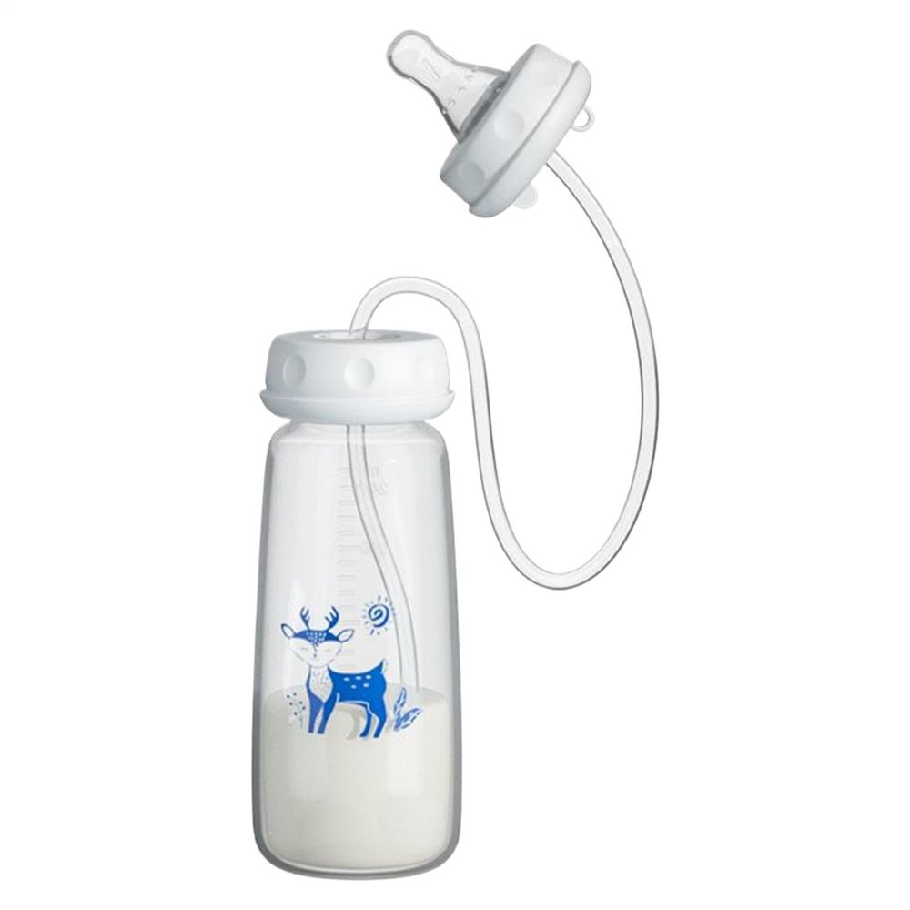 Duvcoywae 240 ml Wide-Neck Milk Bottle, Portable, Non-Slip, Adjustable Fast Flow