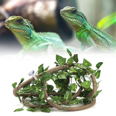 Tnfeeon Artificial Reptile Vines, Flexible PU Jungle Rattan with Suction Cups, 9.84 ft