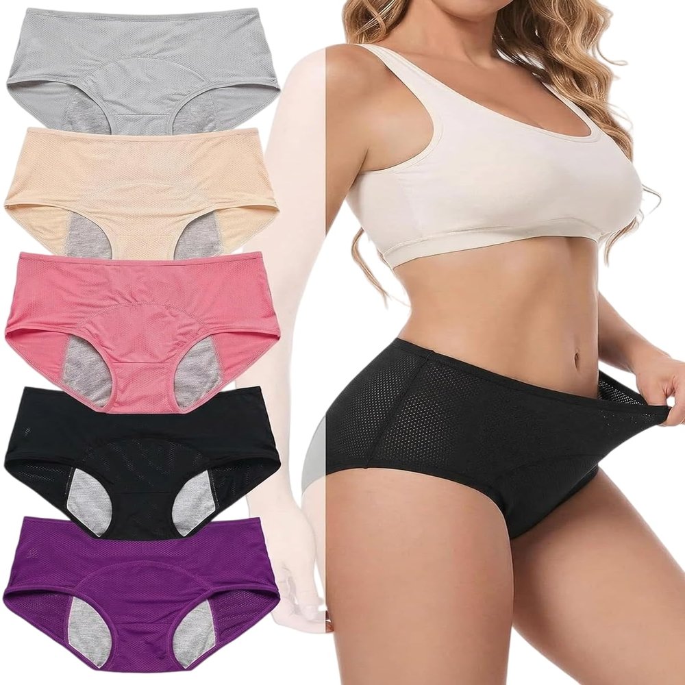 Drywear Black Women's Incontinence Panty Liners, 5-Pack, Discreet and Breathable, for Day and Night Use (XXL, Multicolor)