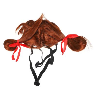 Kisangel Brown Polyester Cosplay Wig for Dogs and Cats