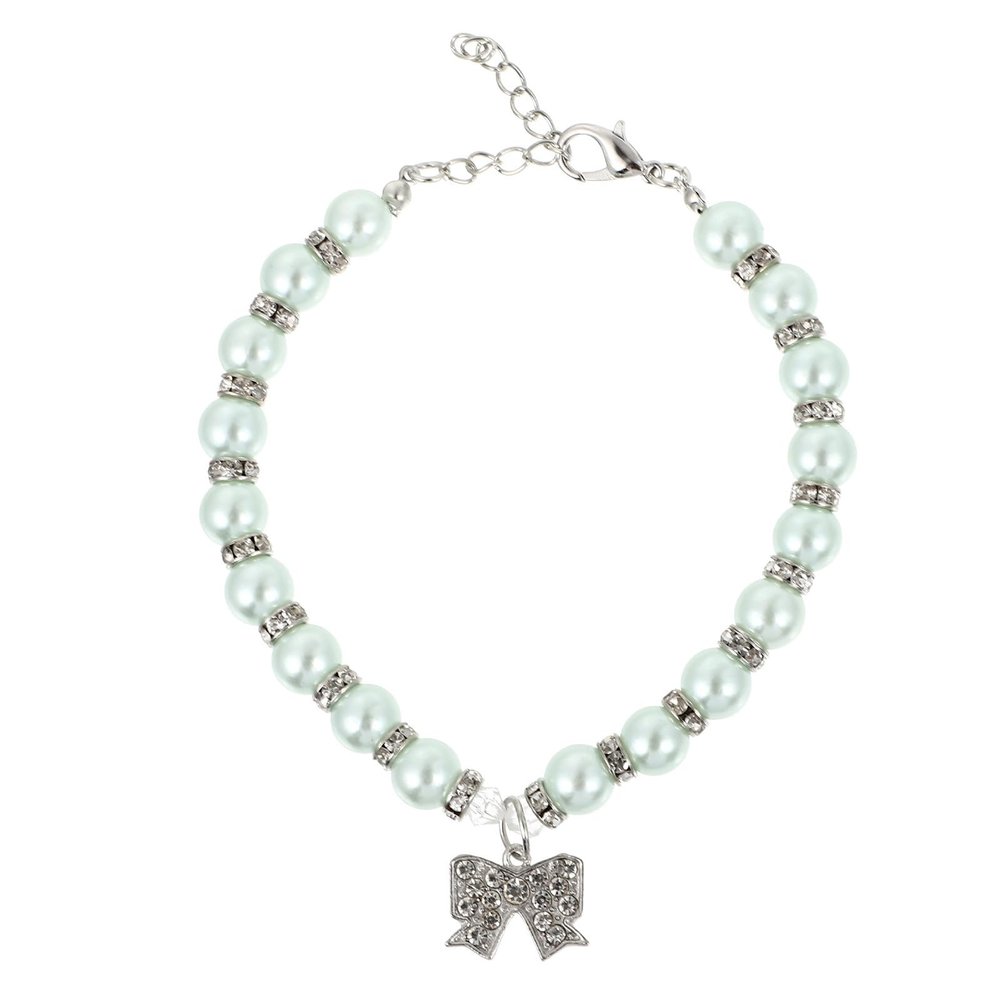 JUMPLAWN Adjustable Cat Collar with Imitation Pearls and Creative Pendant
