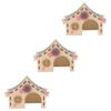 OUNONA 3-Piece Hamster Wooden House Set view 1